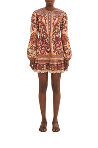 Cotton toucans short dress - Red