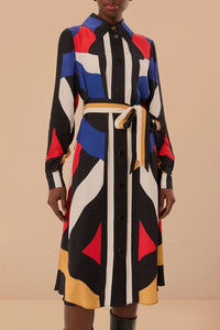 Robe midi chemise Amanda à rayures - Multicolore