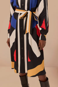 Robe midi chemise Amanda à rayures - Multicolore