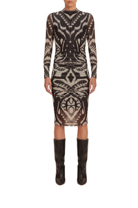 Robe midi Ananas ikat en tulle - Noir