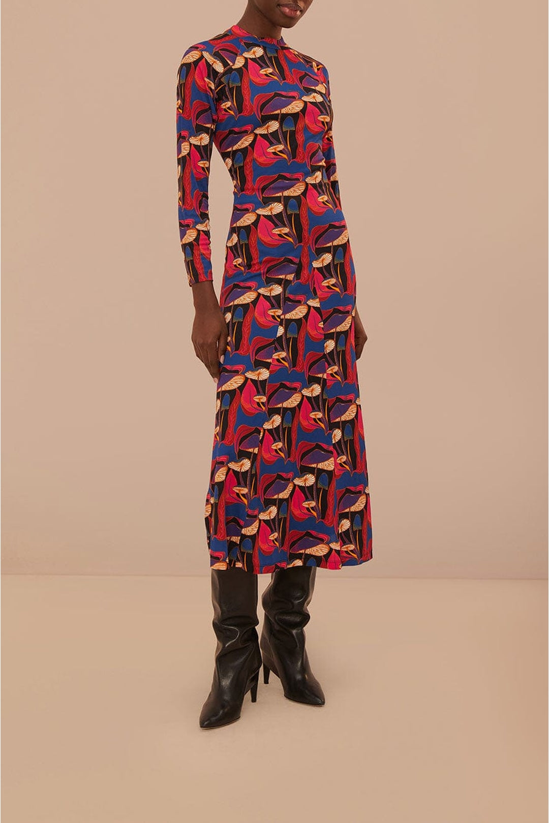 Robe midi Mushrooms sauvages - Rouge