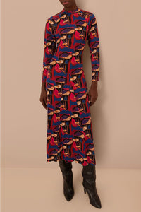 Robe midi Mushrooms sauvages - Rouge
