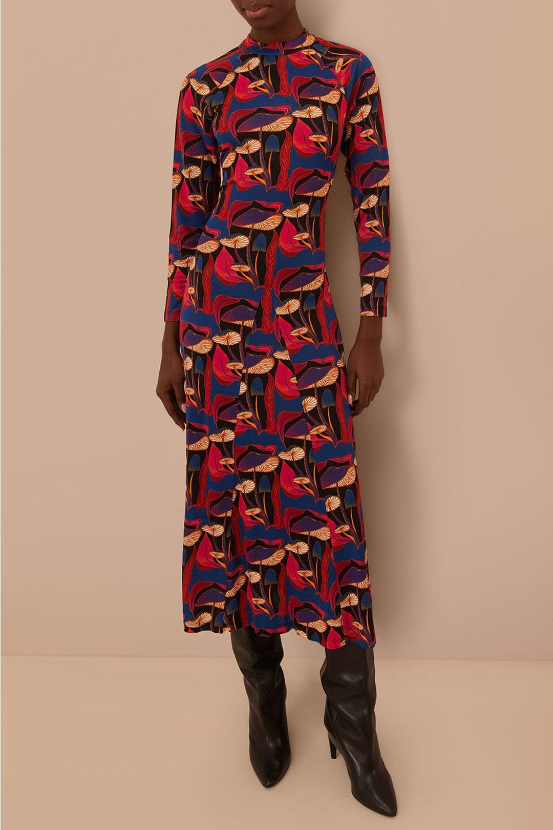 Robe midi Mushrooms sauvages - Rouge