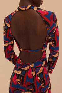 Robe midi Mushrooms sauvages - Rouge
