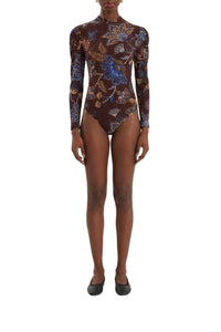 Body Jardin brodé en coton - Marron
