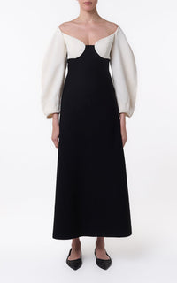 Dee Dress en ivoire / noir double face crêpe