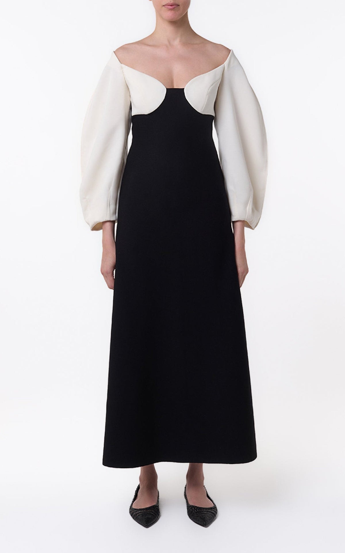 Dee Dress en ivoire / noir double face crêpe