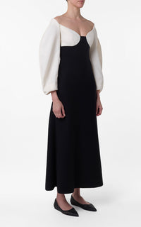 Dee Dress en ivoire / noir double face crêpe