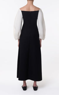 Dee Dress en ivoire / noir double face crêpe
