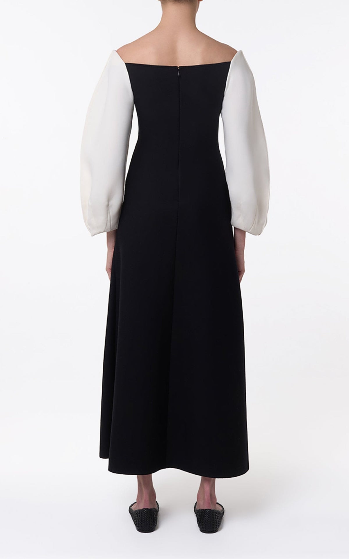 Dee Dress en ivoire / noir double face crêpe