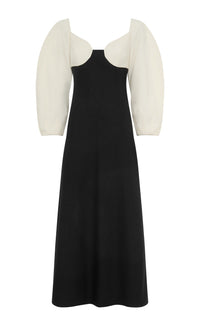 Dee Dress en ivoire / noir double face crêpe