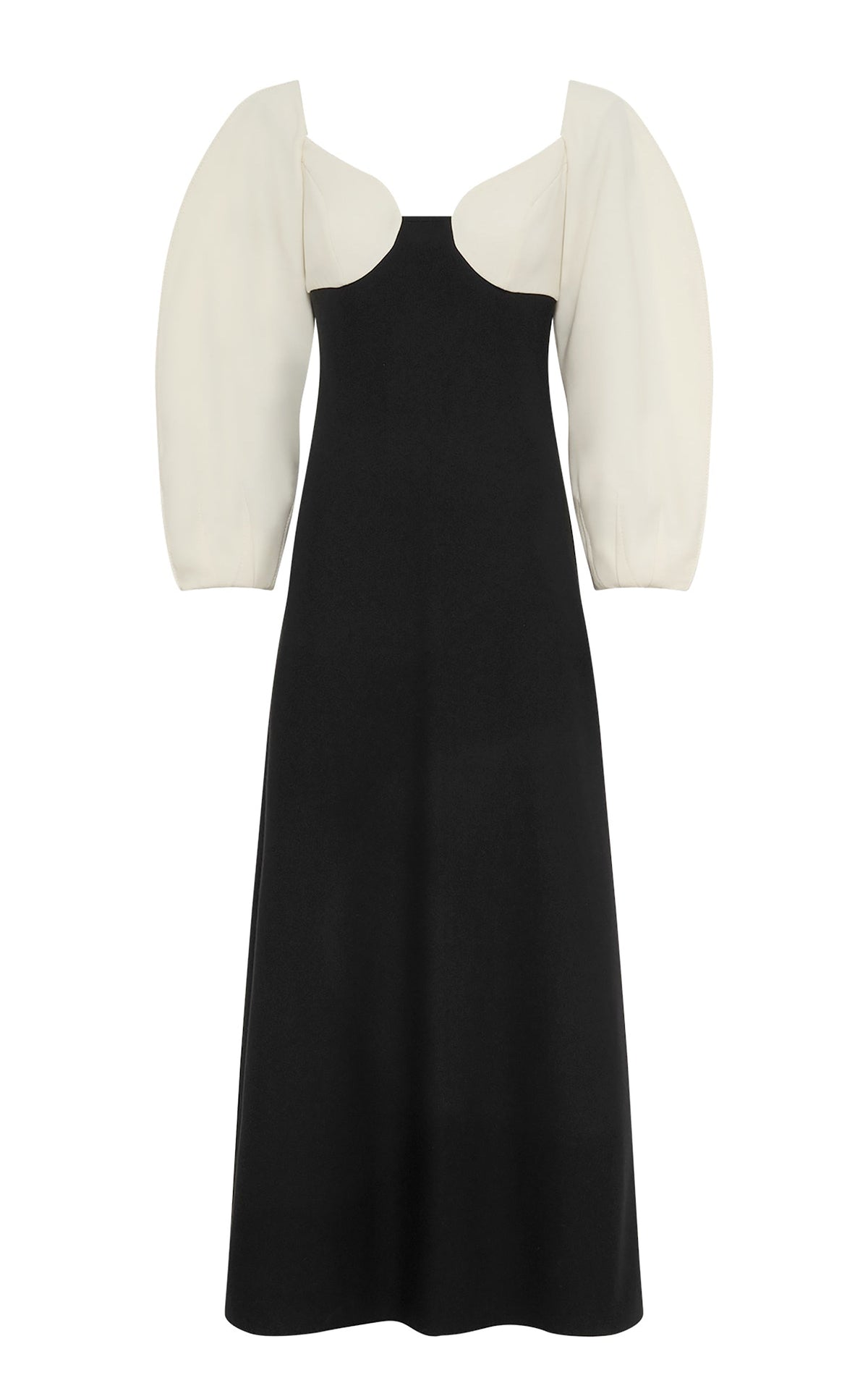 Dee Dress en ivoire / noir double face crêpe