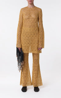 Archie Dress en or soie dentelle
