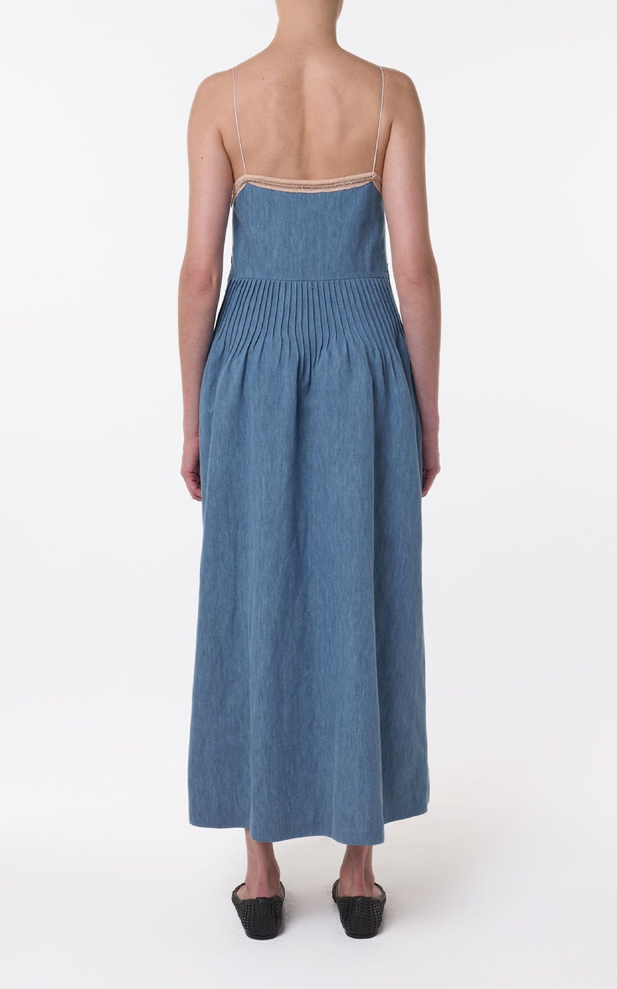 Light Blue Denim / Robe Althea à fines bretelles - Light Blue Denim