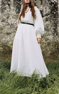 Ahmose Dress en blanc lin d’aloès popeline de chemise