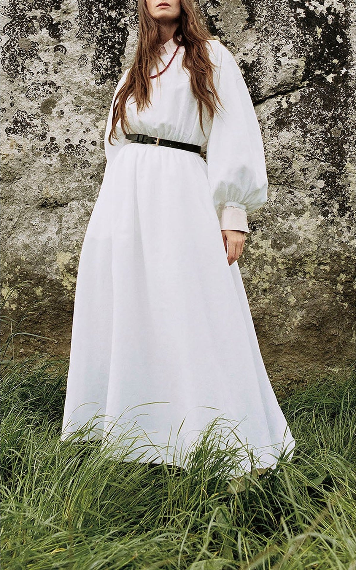 Ahmose Dress en blanc lin d’aloès popeline de chemise