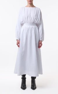 Ahmose Dress en blanc lin d’aloès popeline de chemise