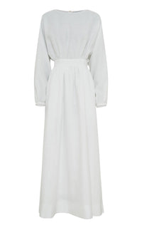 Ahmose Dress en blanc lin d’aloès popeline de chemise