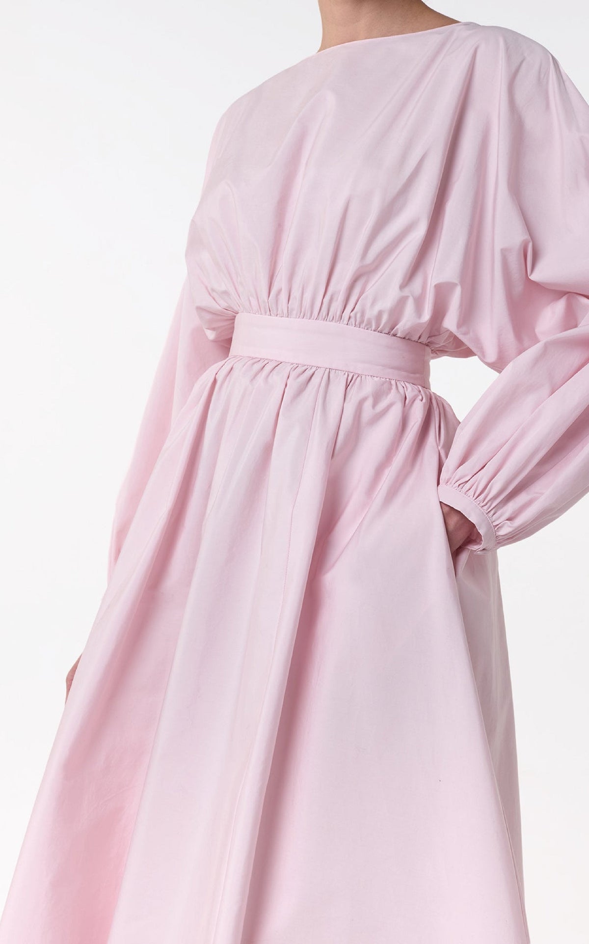Ahmose Dress en rose poudré pâle coton Sea Island popeline