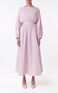 Ahmose Dress en rose poudré pâle coton Sea Island popeline