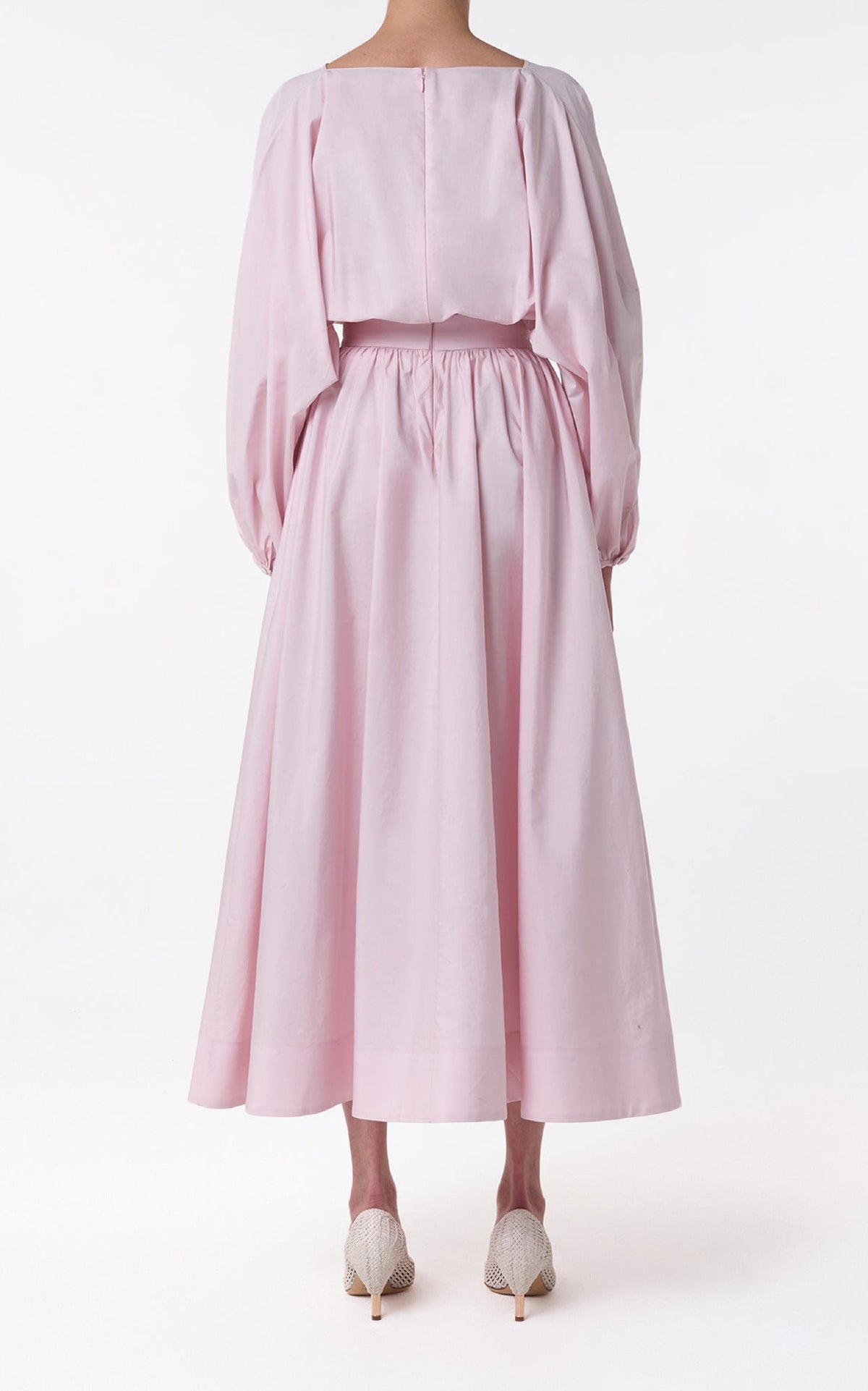 Ahmose Dress en rose poudré pâle coton Sea Island popeline