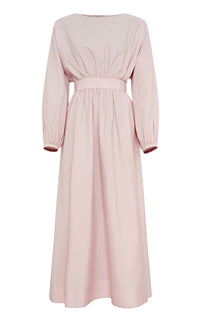 Ahmose Dress en rose poudré pâle coton Sea Island popeline