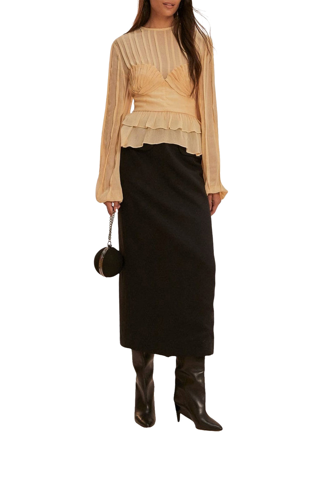 Blouse with pleats across the chest - Beige