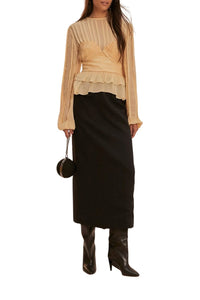 Blouse à plis sur la poitrine - Beige