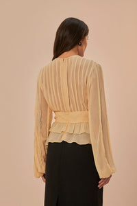 Blouse à plis sur la poitrine - Beige