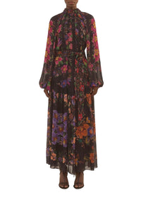 Robe longue à col montant - Noir