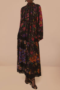 Robe longue à col montant - Noir