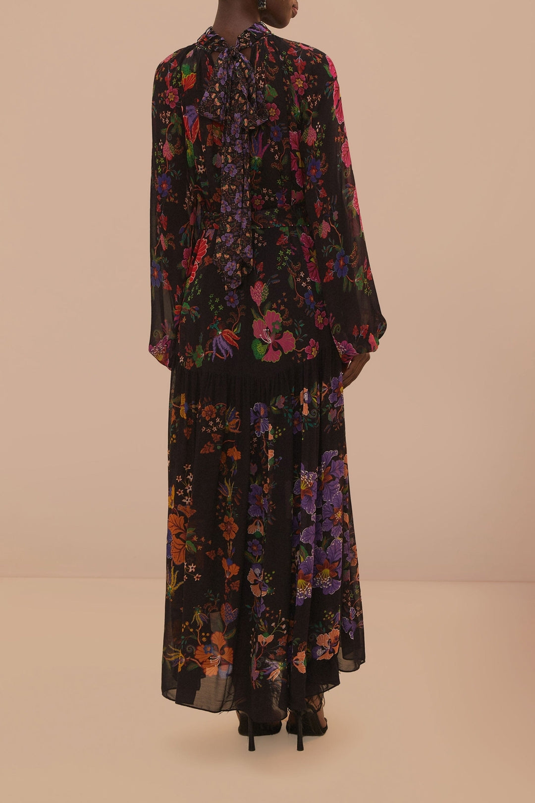 Robe longue à col montant - Noir