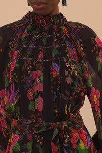 Floral Scarves Black Robe longue - Floral Scarves Black