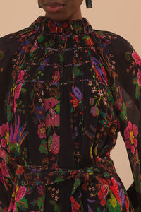 Robe longue à col montant - Noir