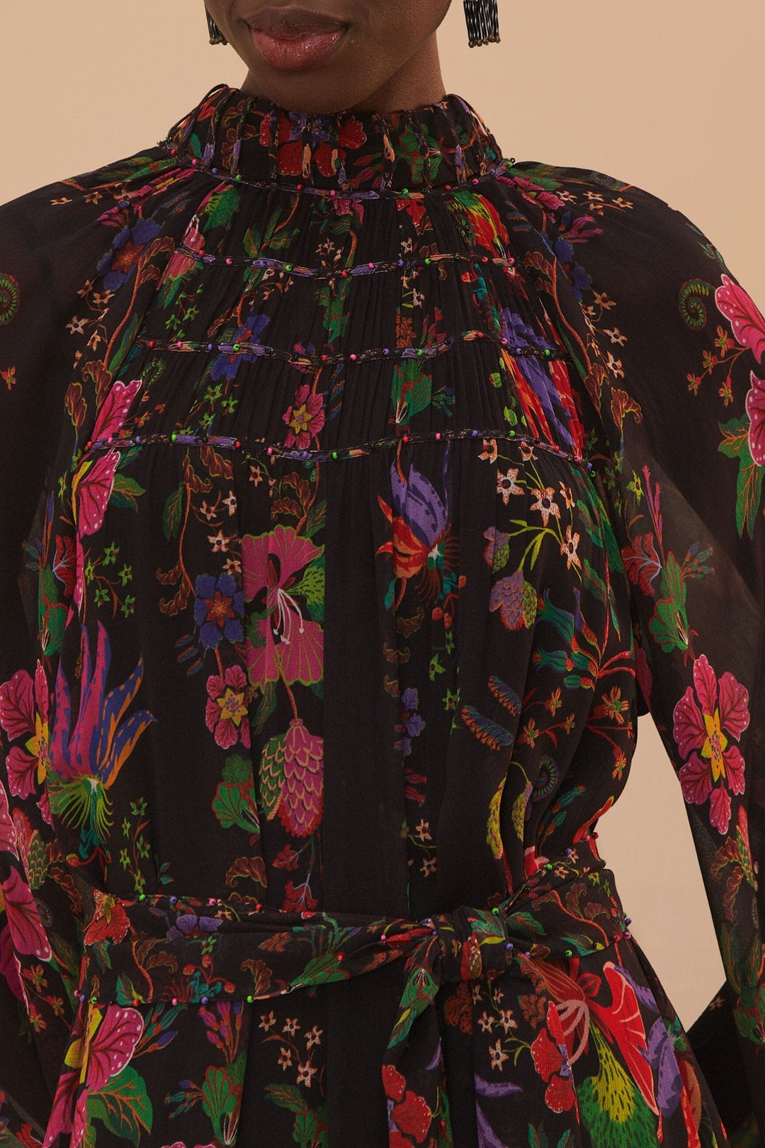 Robe longue à col montant - Noir