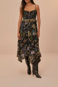 Robe midi Jardin d'hiver en dentelle plissée - Noir