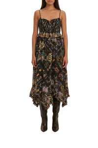 Robe midi Jardin d'hiver en dentelle plissée - Noir