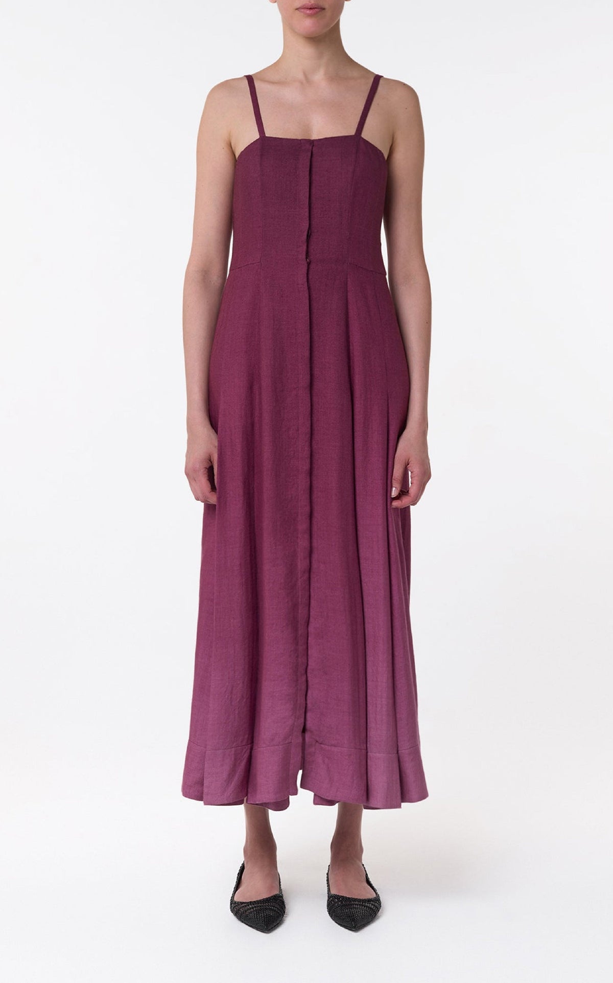 Magritte Dress en bordeaux cachemire soie chevrons