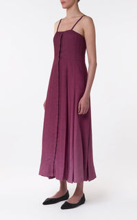 Magritte Dress en bordeaux cachemire soie chevrons