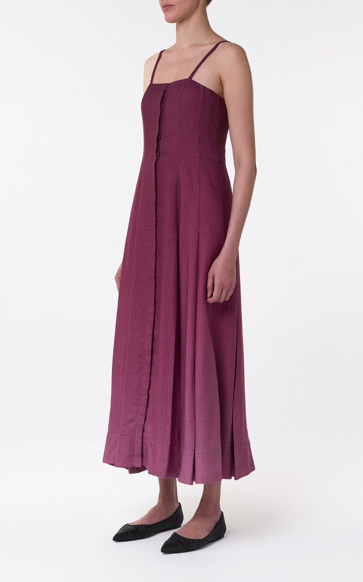 Magritte Dress en bordeaux cachemire soie chevrons