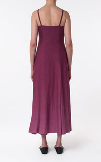 Magritte Dress en bordeaux cachemire soie chevrons
