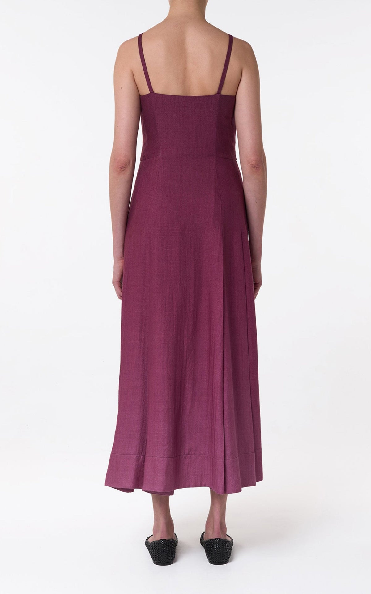 Magritte Dress en bordeaux cachemire soie chevrons
