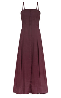 Magritte Dress en bordeaux cachemire soie chevrons