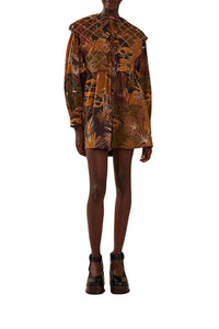 Jardin d'hiver short dress with cotton inserts - Brown