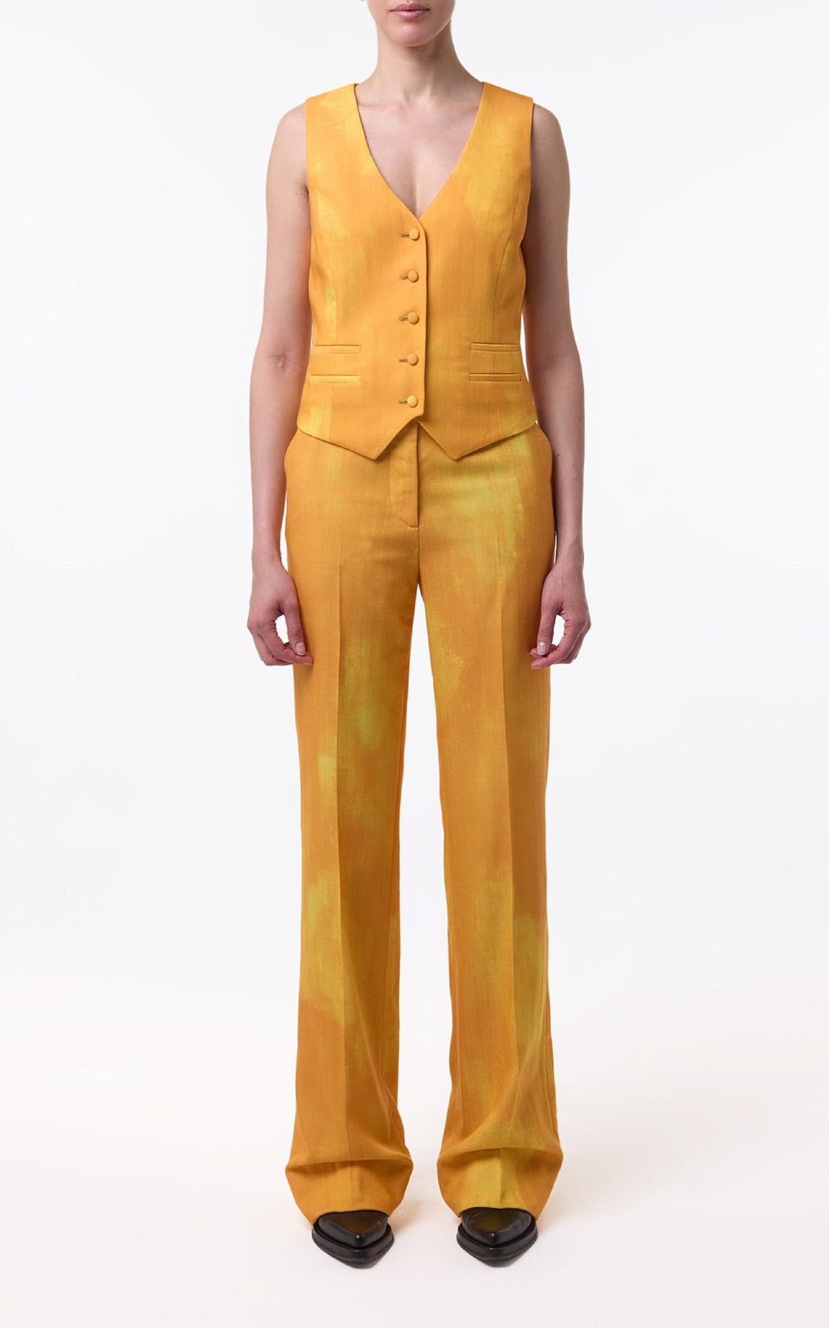 Coleridge Vest en jaune de cadmium barre laine drap de costume