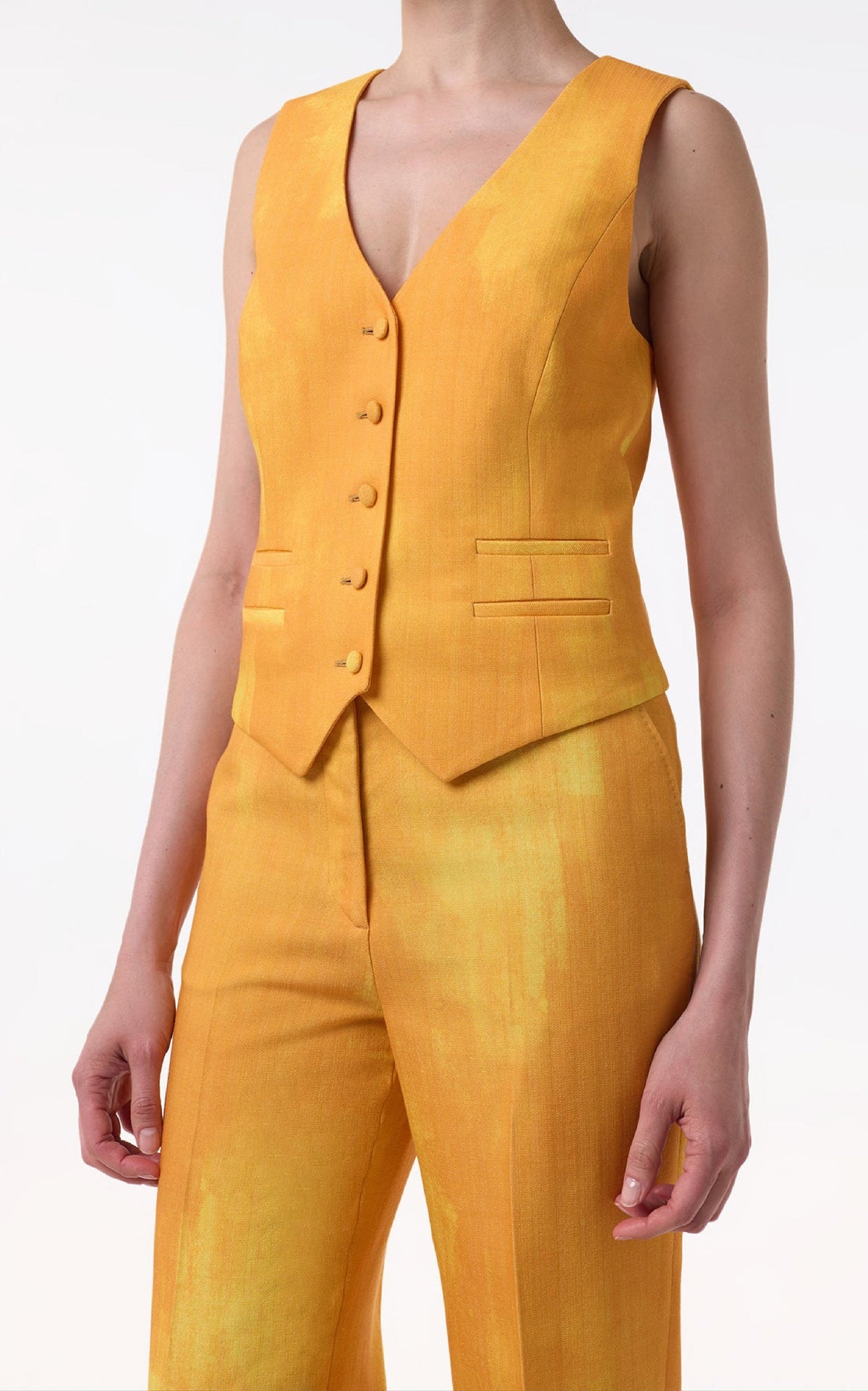 Coleridge Vest en jaune de cadmium barre laine drap de costume