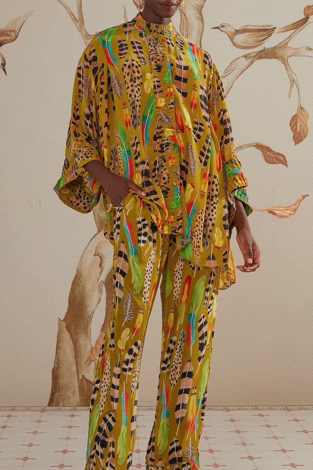 MEDIA OFF LINE_Amazon Feathers Trousers - Green