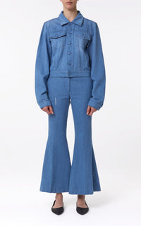 Roland Jacket en denim bleu clair washed coton lin denim