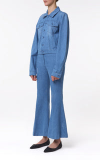 Roland Jacket en denim bleu clair washed coton lin denim