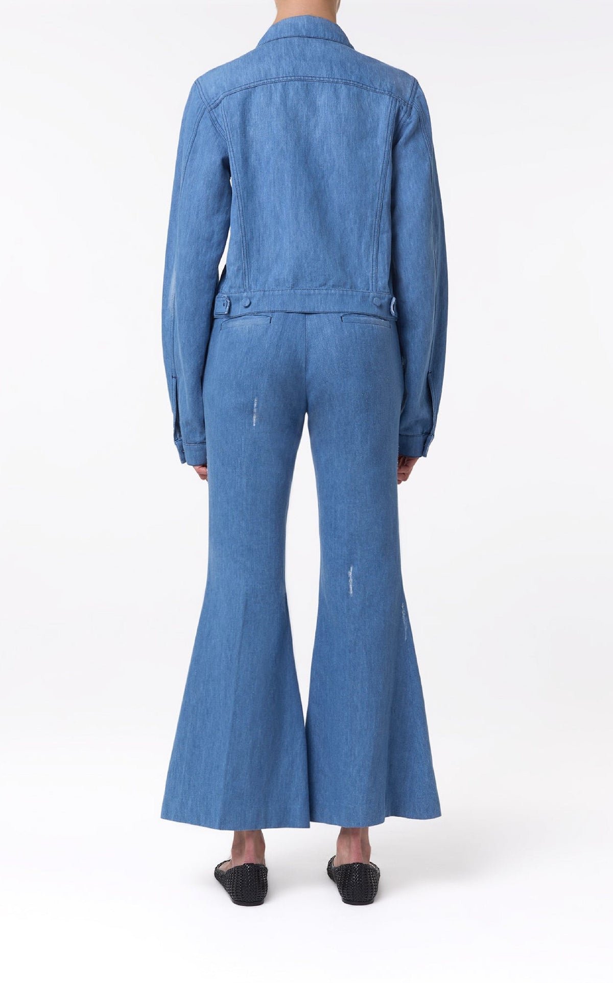 Roland Jacket en denim bleu clair washed coton lin denim